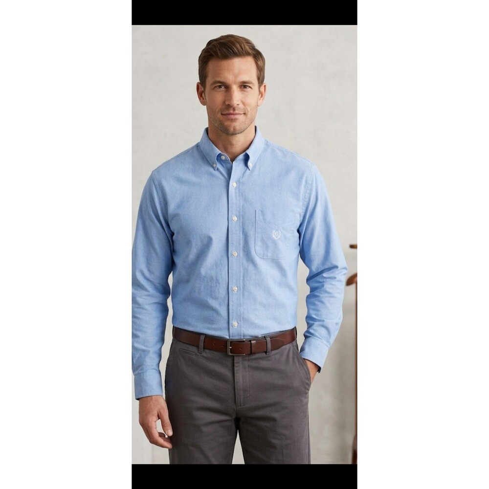 Chaps Men's Classic Oxford Button-Down Shirt – Blue – Large